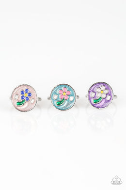 Starlet Shimmer - Painted Flower Ring - Paparazzi